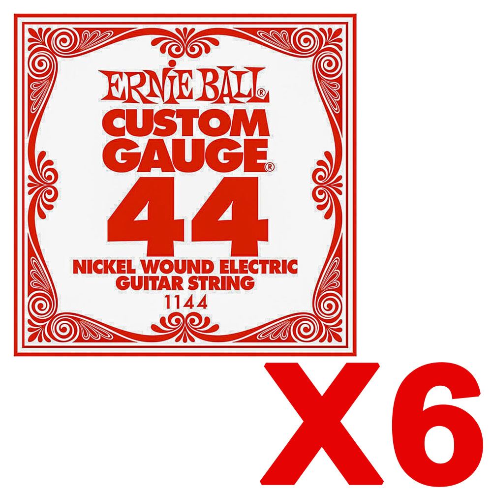 Ernie Ball 6 Pack of Single Gauge Ball End Strings for Electric Acoustic Guitars