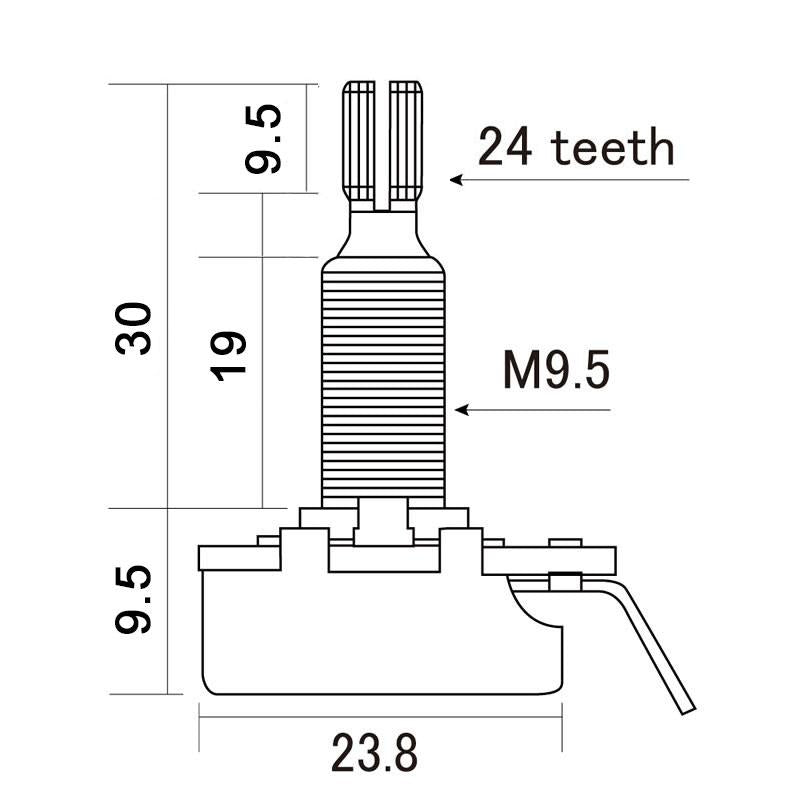 CTS 500K Long Split Shaft Potentiometer - Audio Taper