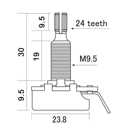 CTS 500K Long Split Shaft Potentiometer - Audio Taper