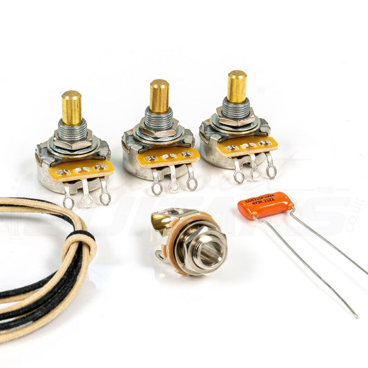 Jazz Bass Wiring Kit CTS pots, Orange Drop or Oil Capacitor, Switchcraft Jack