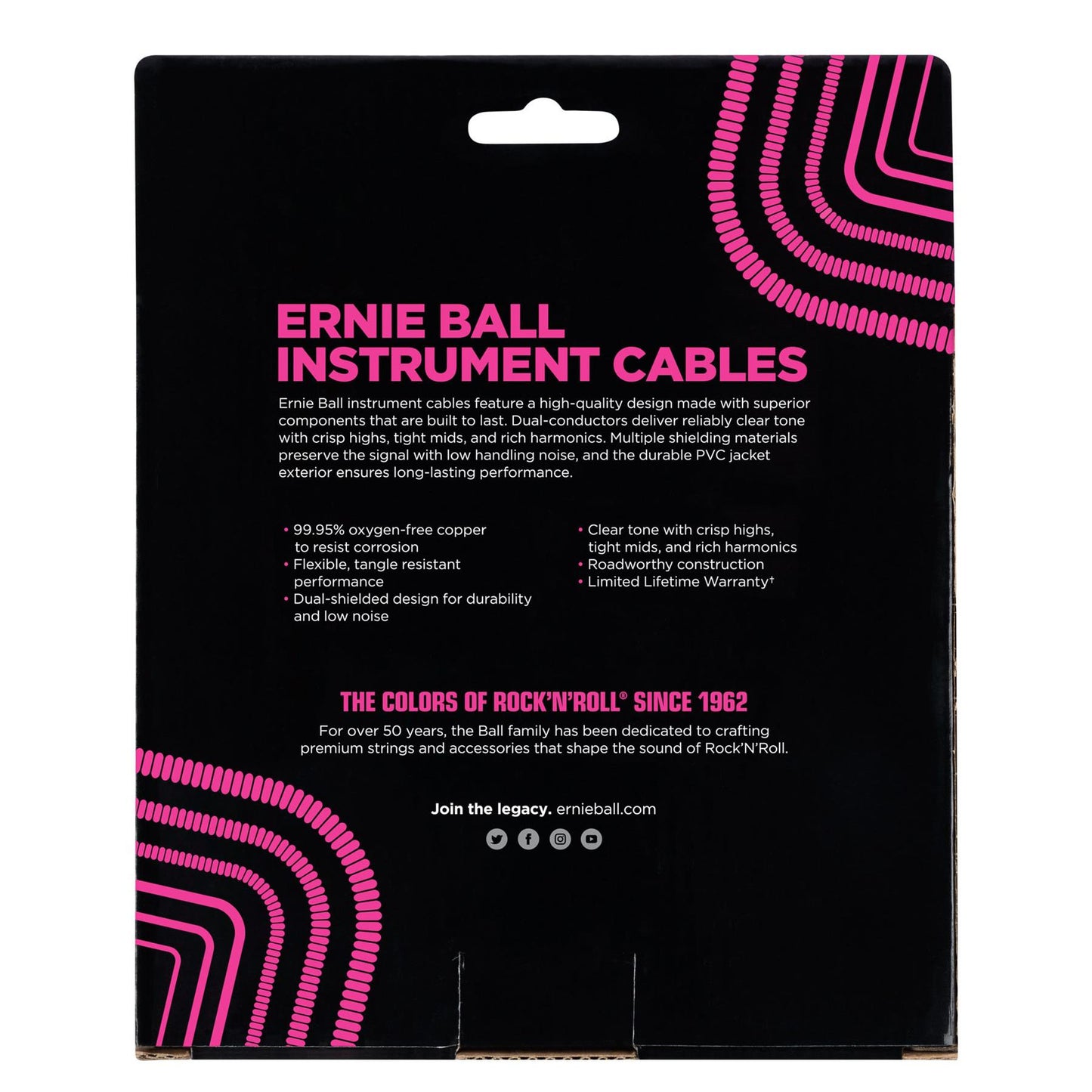 Ernie Ball Coiled Guitar Cable Straight/Straight Black - 30ft (9.14m)