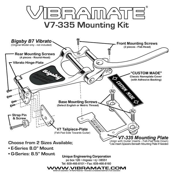 Vibramate V7 335 Arch Top Mounting Kit for Bigsby B7 – E-Series 8.0” Gold
