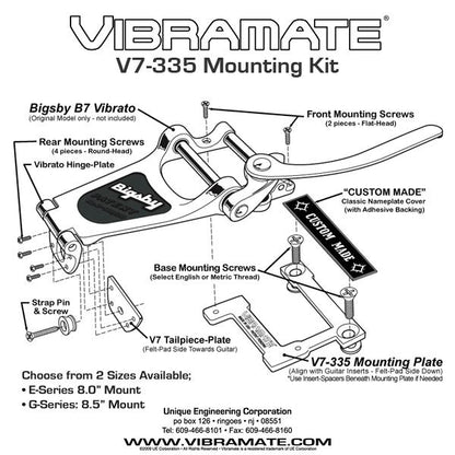 Vibramate V7 335 Arch Top Mounting Kit for Bigsby B7 – E-Series 8.0” Gold