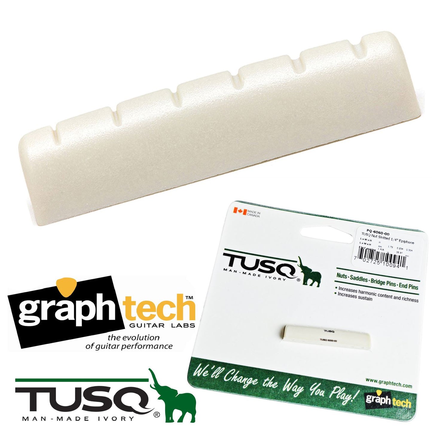 Graphtech PQ-6060-00 Slotted Tusq Nut 1/4 inch Nut For Epiphone etc...