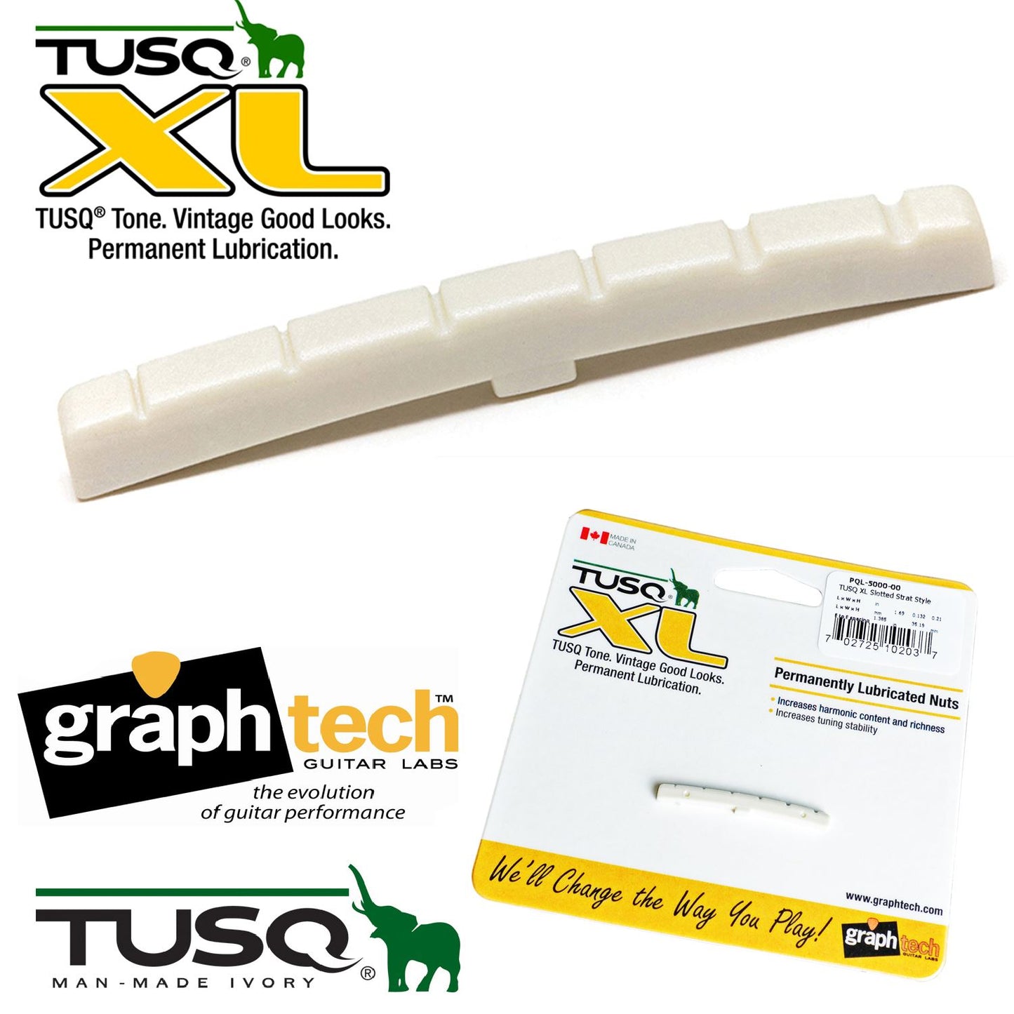 GraphTech PQL5000 Lubricated TUSQ Nut Curved Bottom for Stratocaster Telecaster