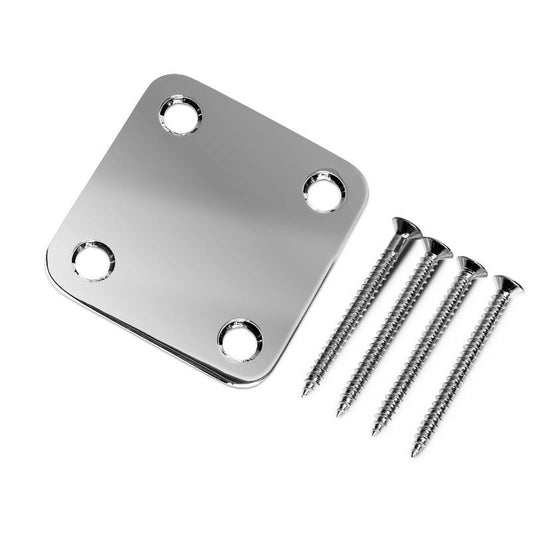 Square Electric Guitar Neck Plate + Matching Screws