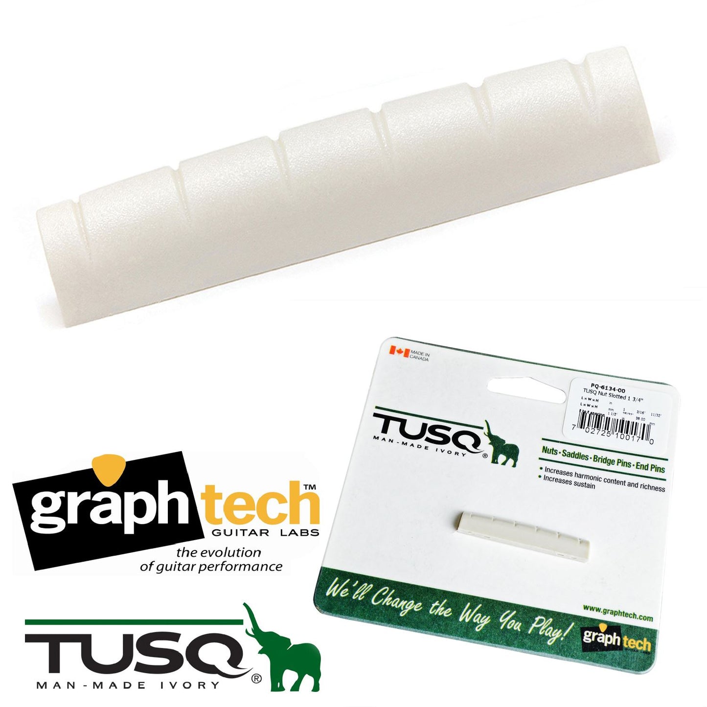 Graphtech PQ-6134-00 Slotted Tusq Nut 3/4 inch for Acoustic Guitars