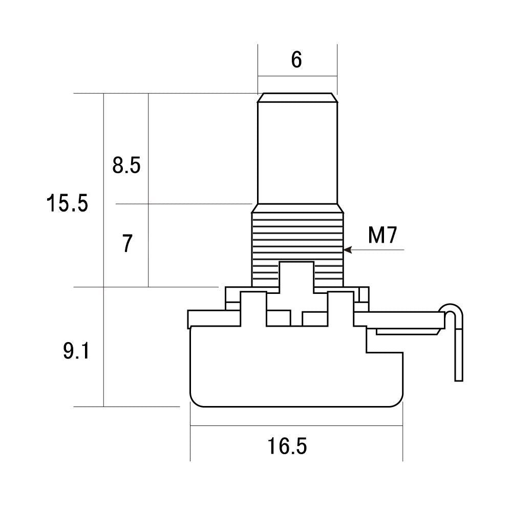 Alpha Solid Shaft 250k Mini Potentiometer