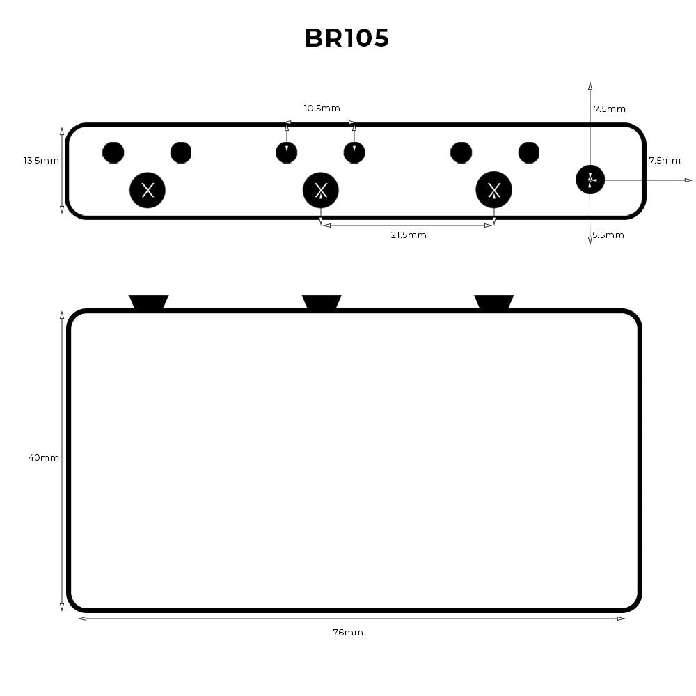 Solid Steel Tremolo Block 10.5mm String Spacing