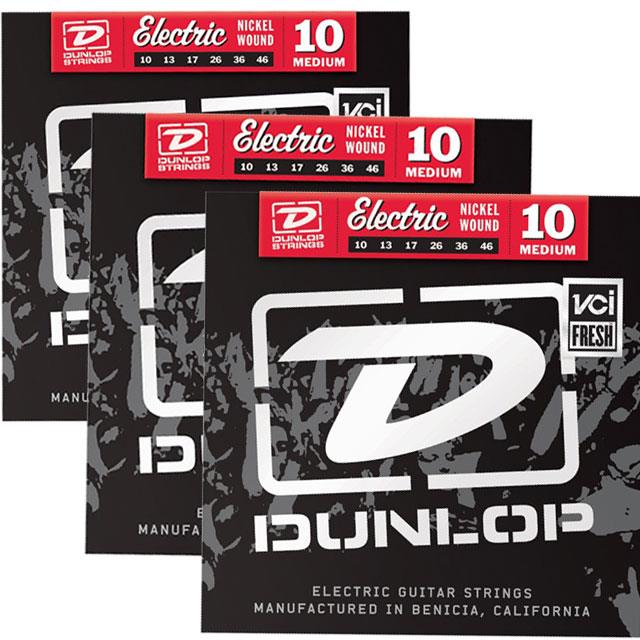 Dunlop 0-46 Nickel Medium Electric Guitar Strings 3 Pack