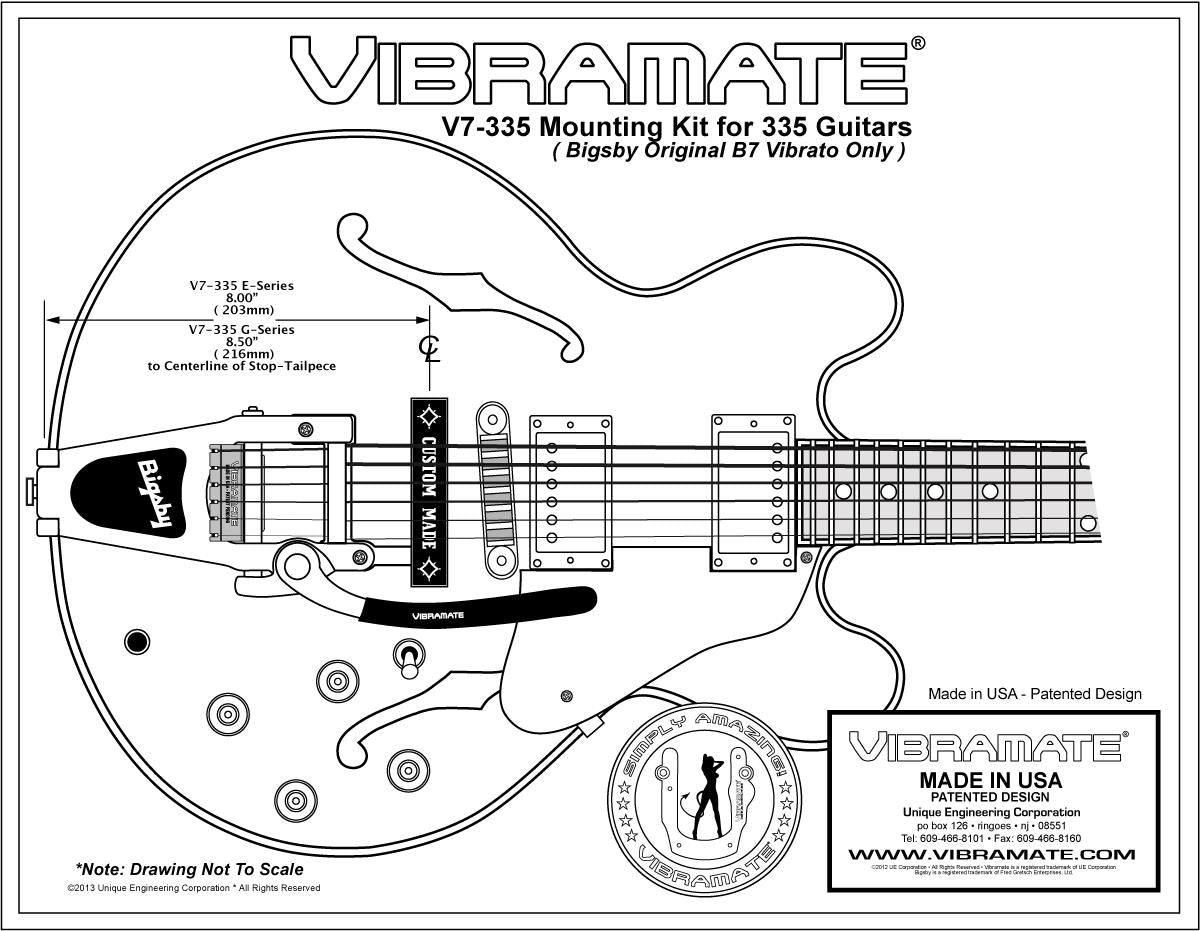 Vibramate V7 335 Arch Top Mounting Kit for Bigsby B7 – E-Series 8.0” Gold