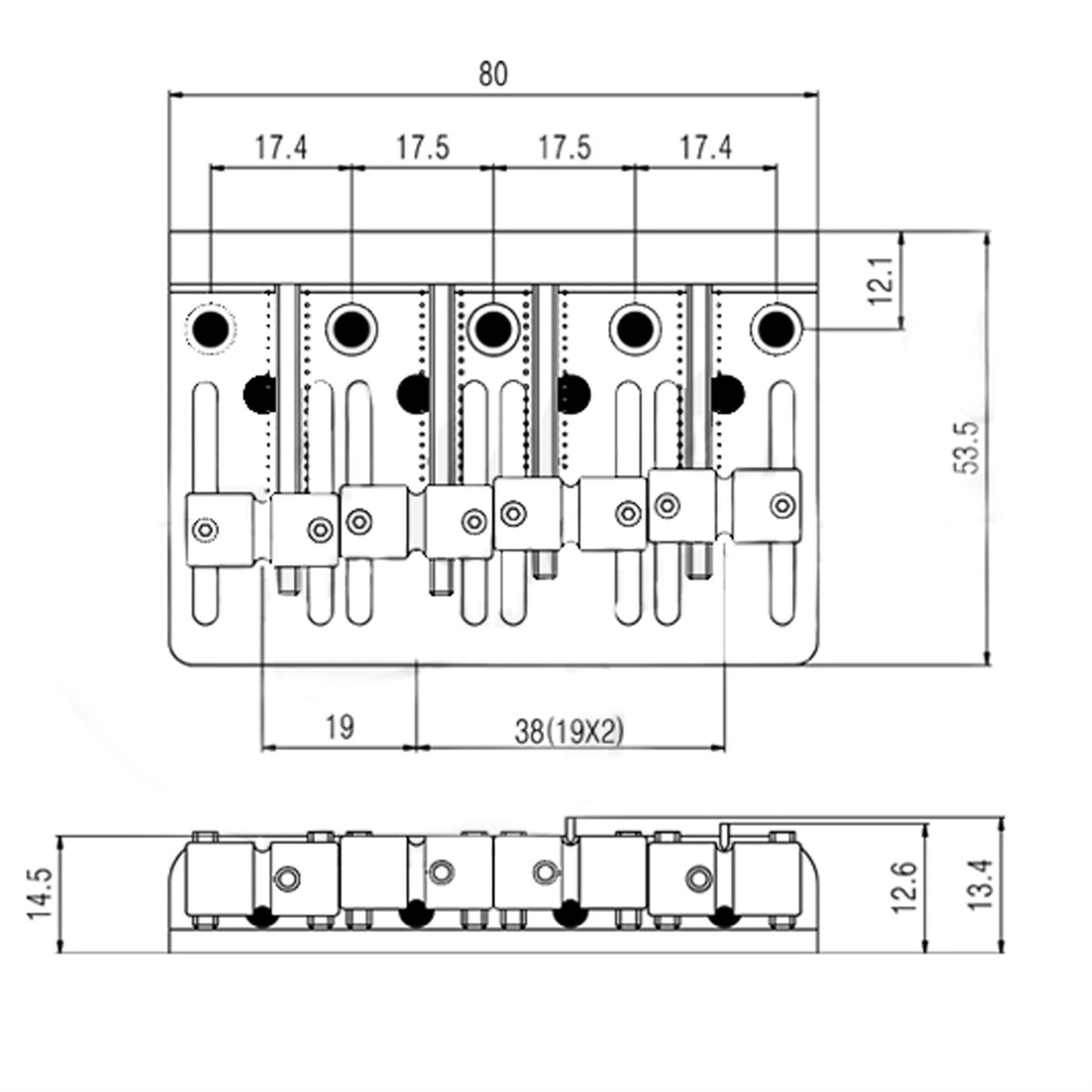 4 String Bass Guitar Bridge - Dual Load BB101