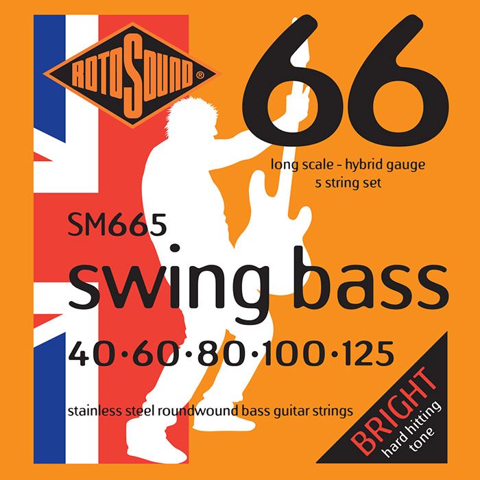 Rotosound SM665 Stainless Steel Swing 5-String Bass Guitar Strings Gauge 40-125