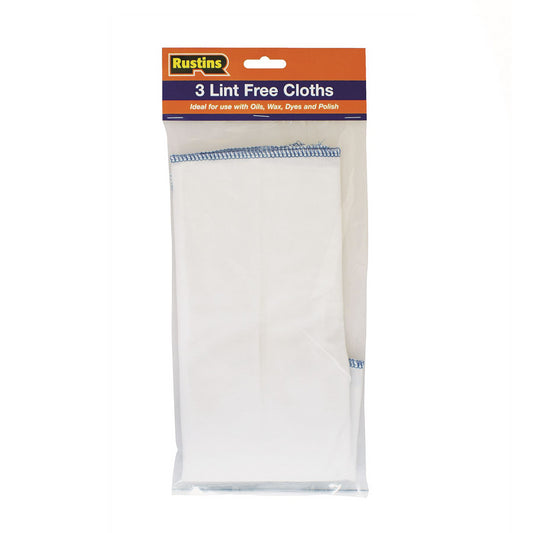 Rustins Lint Free Cloths - Pack Of 3 Ideal for Applying Oils Waxes Dyes Polish