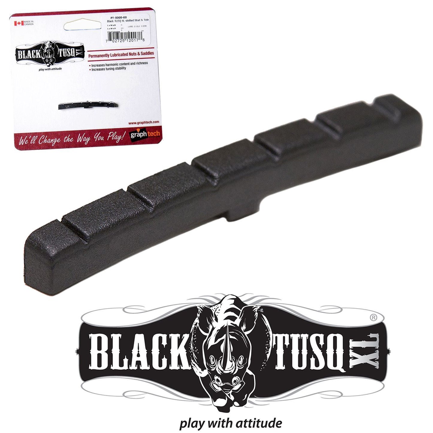 Graphtech Black PT-5000-00 Slotted Tusq XL Nut Curved Bottom for Stratocaster / Telecaster etc..