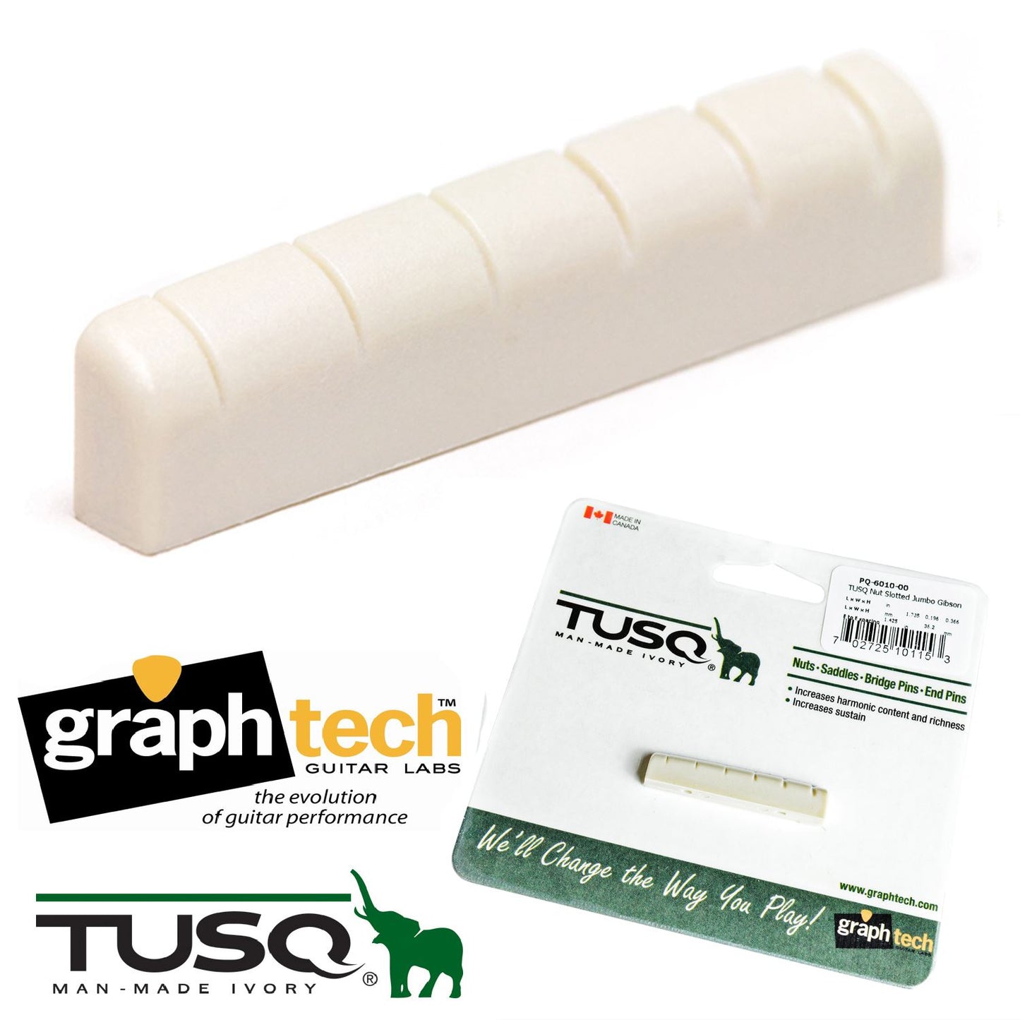 Graphtech PQ-6010-00 Slotted Tusq Nut for Gibson, Les Paul etc...