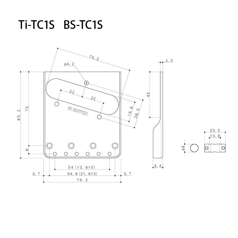Gotoh BS-TC1S Vintage Telecaster Bridge Compensated Brass Saddles Cut Sidewalls
