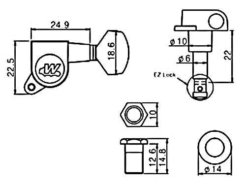 Wilkinson WJN07 EZ-LOK Tuners Machine Heads for Right Handed Strat Tele